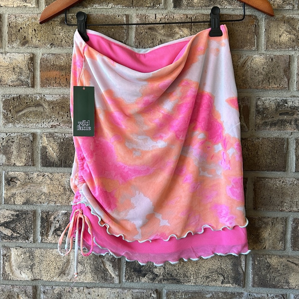 Wild Fable Pink and Orange Tie-Dye Skirt size Small